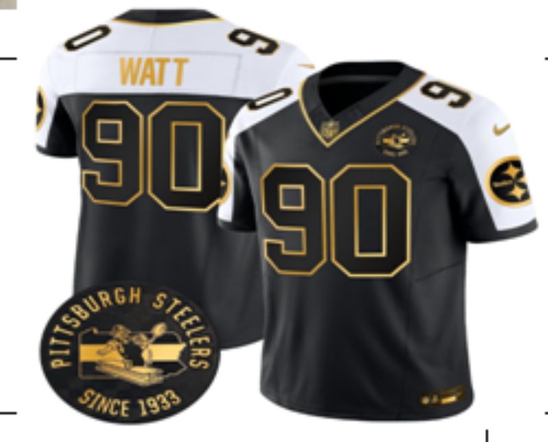 Men 2025 Pittsburgh Steelers #90 Watt black Third Generation Nike Limited NFL Jersey style 01